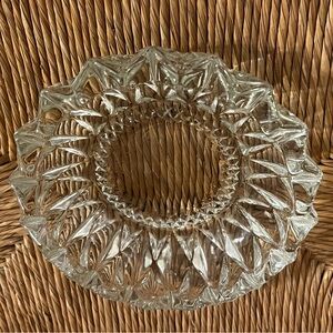Vintage KIG Indonesia Clear Glass Diamond Point Edge 6" Ashtray / Trinket Dish